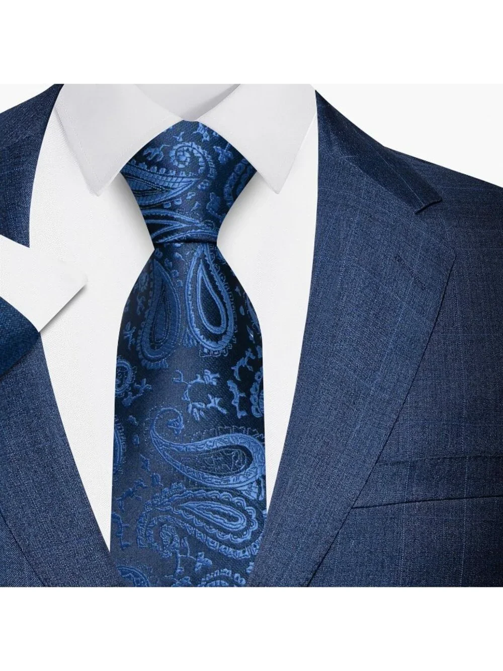 🆕Men's Dark Blue 100% Microfiber Paisley Formal Slim Necktie For Wedding Dress